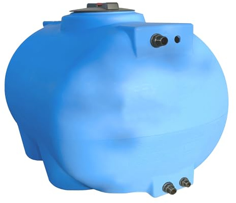ESTO Serbatoio Acqua per Acqua Potabile 300L - 500 L, Cisterna Blu in Polietilene per Uso Esterno Predisposizione Rubinetto, Resistente Made in Italy Atossico (300 Litri con Pompa e Press Control)