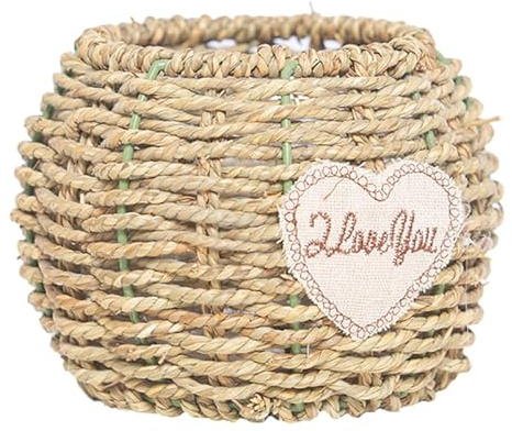 BESPORTBLE Hand-woven Seagrass Flower Basket Multifunctional Woven Plant Pot for Home Decoration Stylish Desktop Ornament Retro Pastoral Style