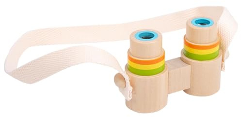 Binoculares para niños: juguete de aventura al aire libre de madera con correa para el cuello, binoculares seguros ajustables para niños pequeños | Binoculares de exploración de la naturaleza, binocul
