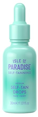 Isle of Paradise Gocce autoabbronzanti per viso e corpo, medie, illumina e uniforma il tono della pelle, gocce autoabbronzanti per pelli abbronzate e luminose, vegane e cruelty free, 30 ml