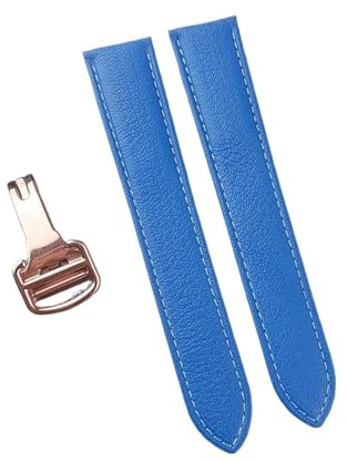MENGKE Handgjorda Getskinnsläderrem Med Snabbkoppling Som Är Kompatibel Med Cartier Tank London Damklocka(Narcissus Blue Rose,19)
