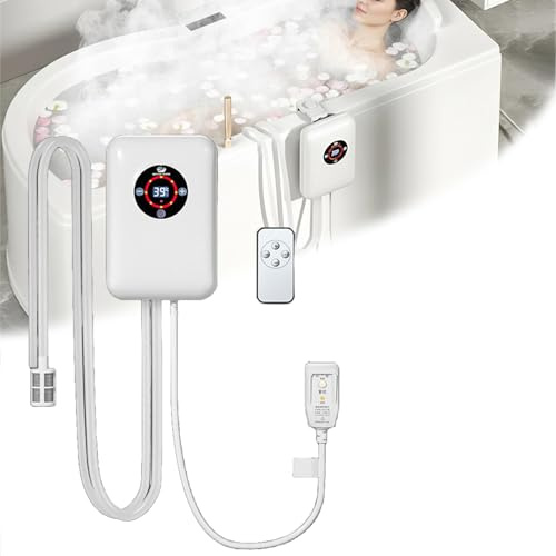 Termostat badkarsvärmare, poolvärmare vattenvärmare, bubbelpooluppvärmning, justerbar temperatur 16-43 ℃, för hopfällbart badkar, hink, presenter till badälskareWhite,22x14.8x7.5cm