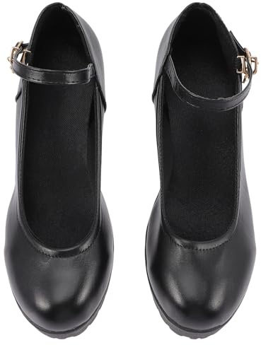 JOINPAYA Escarpins à Talons Hauts Noirs Taille 38 Bout Rond Ouvert Semelle Extérieure en Caoutchouc Antidérapant Doublure Douce et Chaude Talons Compensés pour Femmes Élégantes