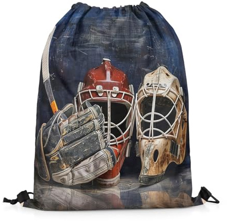 Trainer String Bags Ice Hockey Helmet American Ball Game Hockey Equipment Gloves Backpack Lightweight Drawstring Bag Waterproof Swim Bag For Beach Holidays Sports