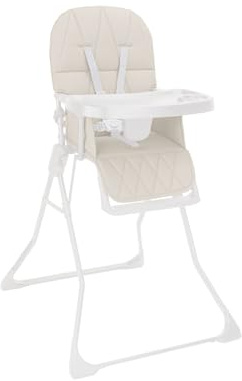 BabyTronix Foldable High Chair for Babies & Toddlers, Ultra-Compact Lightweight 4.7kg, Adjustable Removable Tray, 5-Point Harness, Wipeable Seat, Non-Slip Feet, Baby Feeding Highchair (Grey)