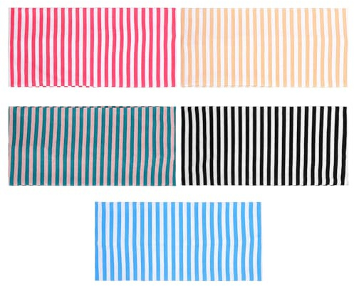 Guduling 5 stycken hårband, ränder, damer, hårband randig, flerfärgad | 23,5 x 10 cm pannband dam randigt, hårband dam med ränder av polyester för yoga, löpning och vardag