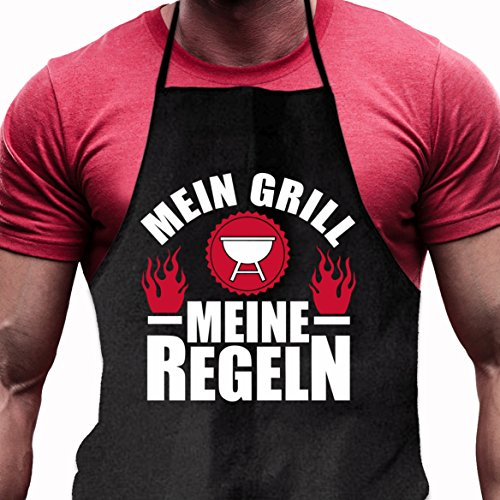 Shirtoo Grillschürze Mein Grill - Meine Regeln - Lustiges Geschenk für echte Männer und Grill-Fans
