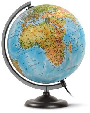 WONDAY Globe Terrestre Lumineux 30 cm First en RELIEF bleu