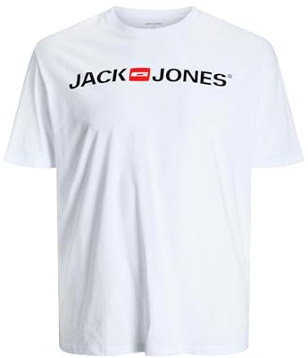 Jack & Jones Men's Jjecorp Logo Tee Crew Neck Noos Ps T Shirt, White, 6XL Plus UK