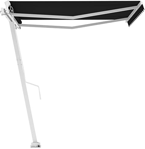 vidaXL Freestanding Manual Retractable Awning Outdoor Lawn Garden Canopy Patio Sun Shade Balcony Terrace Shelter Arm Awning 350x250 cm Anthracite