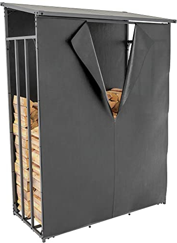 CLP Abri D'Extérieur pour Bois De Chauffage Ruston avec Bâche De Protection I Range Bûches en Acier Galvanisé I Eléments De Stockage, Taille:L