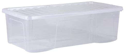 Wham Crystal 4 x 62L Stackable Plastic Storage Boxes with Lids | Ideal for Home, Office, Toys & More | Large Boxes | Made in UK - Clear