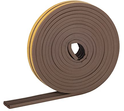 HELPMATE Joint de fenêtre - 6 m - 9 x 4 mm - Ruban d'étanchéité pour portes et fenêtres - Autocollant - Profil E - Joint profilé pour crevasses étroites de 2 à 3,5 mm - Marron