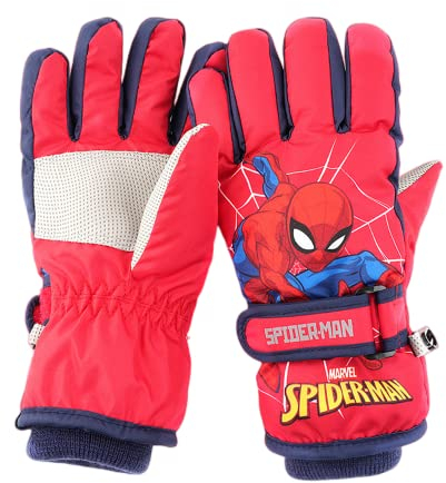 FEIFEI'S BOW Kids Boy Girl Spider Elsa Waterproof Winter Snow Ski Snowboard Fleece Thermal Warm Outdoor Gloves (Spider)
