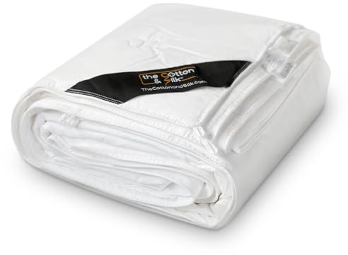 THE COTTON & SILK®️ 100% Mulberry Silk Filled Comforter for Spring/Fall/Mild Summer - Luxury, Ultra Soft, Breathable, Naturally Body-Hugging Silk Duvet Insert/Bedding Blanket - Twin XL