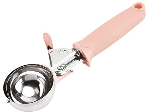 URFEDA - Cuchara de helado de acero inoxidable con mango largo, cuchara de crema con gatillo antiadherente, cuchara de fruta redonda yogur helado melón de agua melón melón helado cuchara de helado