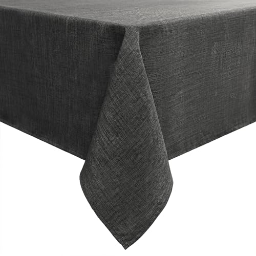 smiry Leinenoptik Tischdecke Abwaschbar Lotuseffekt Eckig 140 x 240 cm Tischtuch Leinendecke Wasserabweisend Tafeldecke Tischwäsche Fleckschutz, Dunkelgrau