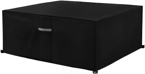 Dokon Gartenmöbel Abdeckung Wasserdicht Winddicht UV Beständiges Gartentisch Abdeckplane mit Belüftungsöffnungen Robustes Oxford-Gewebe Schutzhülle für Loungemöbel Sitzgruppe (180x180x74cm) Schwarz