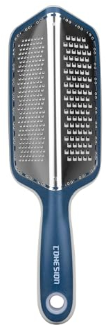 Cohesion Zester Grater Double-sided Graters for Kitchen - Kitchen Lemon Zester Tool for Cheese, Citrus, Garlic, Ginger, Nutmeg, Chocolate, Fruits, Vegetables with Sharp Premium Stainless Steel - Blue
