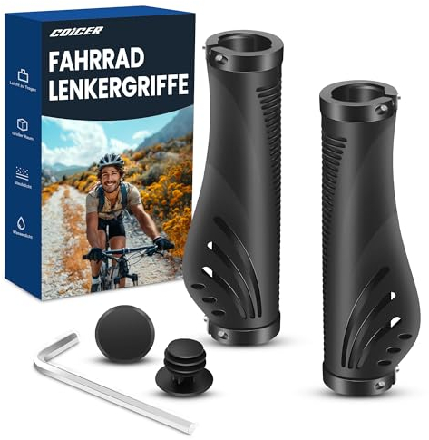 COICER Fahrradgriffe Ergonomisch, rutschfeste Gummi Fahrrad Lenkergriffe mit Aluminium Lock, Bike Handgriff für 22–22,7mm Lenker Scooter Mountainbike Road Bike MTB (Comfort-S)