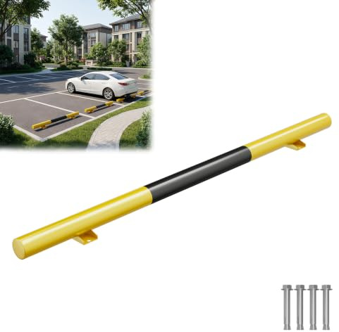 LARS360 Hjulstopp, garagestopp, parkeringsplatsbegränsning, parkeringshjälp av ståligt stål för parkeringsplatser och garage, 180 x 13,5 x 9,5 cm, gul/svart