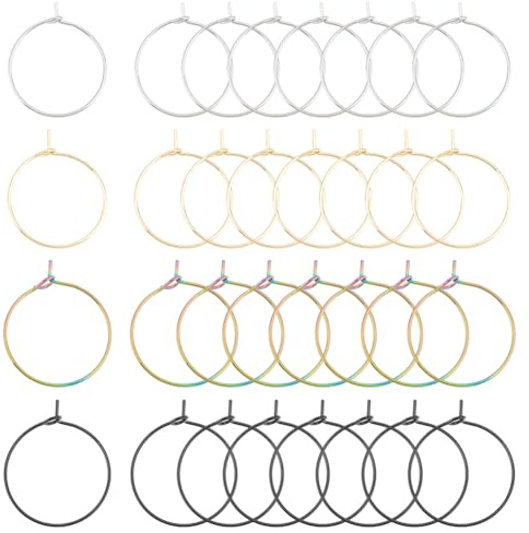 UNICRAFTALE 80 st 4 färger vinglas ring rostfritt stål ring örhänge metall vin kopp berlock ringar 20 mm hängande örhängen med pärlor ringar för smyckestillverkning