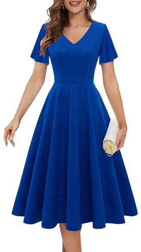 Bridesmay Womens Wedding Guest Dress Midi Prom Party Dresses RoyalBlue 2XL