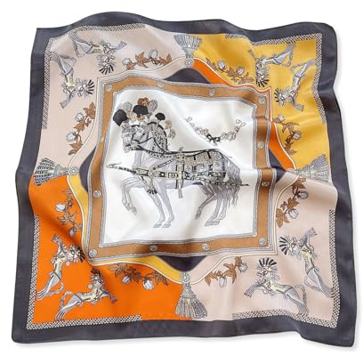 LumiSyne Silkesjal Dam Fyrkantig Halsduk Mönster Häst Vintage Lätt Satin Liten Halsduk Multifunktionell Halsduk Hårduk Bandanas Bandana Bandana Band 53 × 53 cm