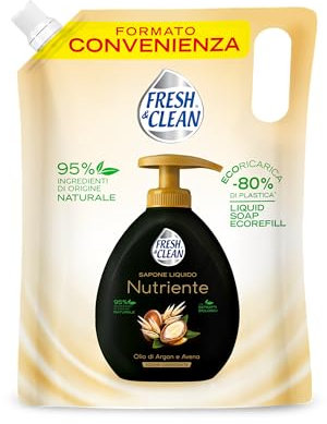 Fresh & Clean - Sapone Liquido Mani Nutriente, con Olio di Argan e Avena, Ecoricarica 1000 ml