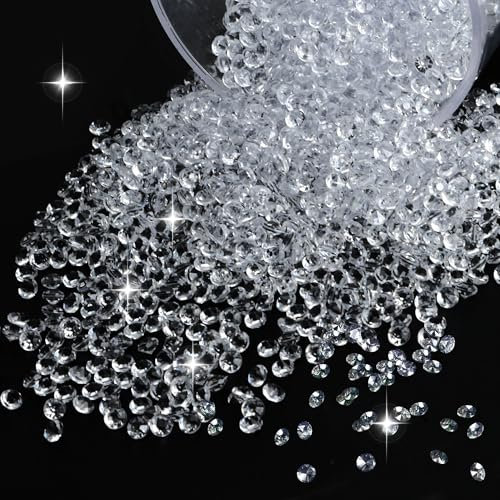 JSMTKJ 8000Stk Deko Diamanten, 6mm Acryl Diamanten, Transparentes Kristall für Vase Füller Hochzeit Gunst Tabelle Mittelstück