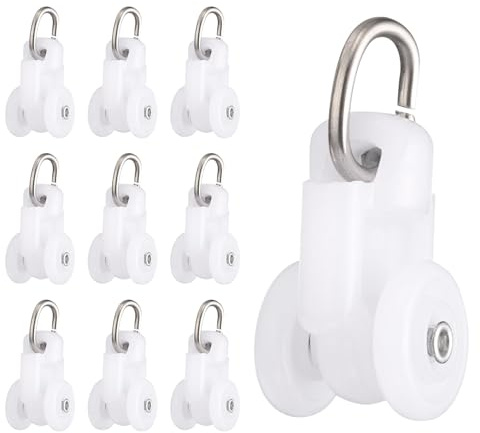 sourcing map 20Pcs Curtain Track Rollers Curtain Rail Pulleys Runners Plastic Ceiling Gliders with Dual Wheel Roller for Window Tracks Carrier Accessories (White)
