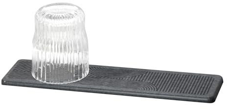 Wenko Tappeto drenante MOD. Damon scolapiatti autoportante in diatomite ad Asciugatura Rapida per Cucina con Piedini in Silicone 30x0,9x8 cm Grigio