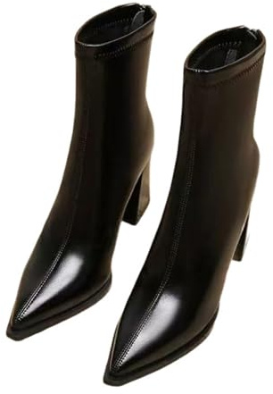 ENEN Santiag Femme Cuir Western, Taille 35-42 Santiag Femme Gros Mollet Bottes Cowboy Talon Haut avec Fermeture Éclair Bottes Western Country pour Trekking (913 Noir,39)