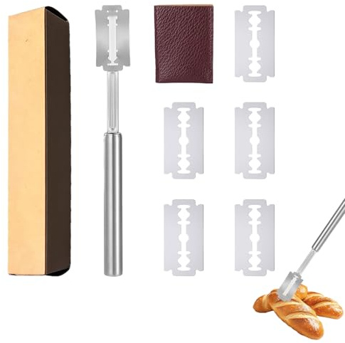 Bread Lame,Scoring Blade Sourdough Starter Kit Dough Cutter With 5 Replaceable Blades Baker Knife Sour Scorer Baking Accessories Tools Slashing Handle Wire,for Bakers Making Homemade Kitchen Supplies