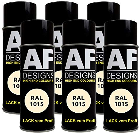 Alex Flittner Designs 6X Ral Pintura en Espray Pintura Coche Laca Colorida Lata de Aerosol RAL1015 Marfil Claro Seda Mate