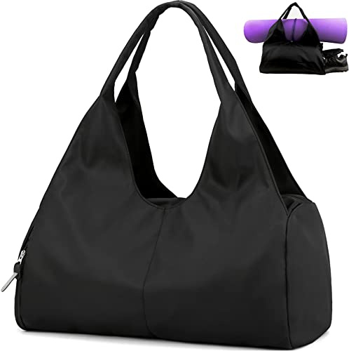 JSHAHA Bolsa de Viaje Bolsa de Deporte Bolsa de Gimnasio Deportes Bolsa de Gimnasio con Bolsillo Húmedo Seco y Compartimento para Zapatos para Adulto Unisex(Negro)
