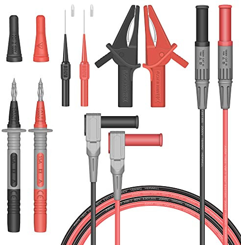 Test Leads Kit Electrical Multimeter, 4in1 Test Leads Set with Alligator Clips and Test Probes for Digital Multimeters Car Battery Circuit Multi Tester