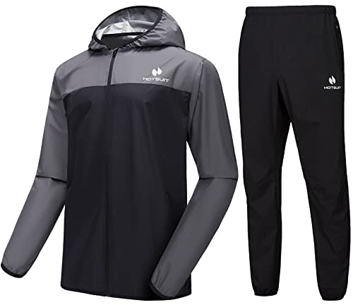 HOTSUIT Sauna Vest manche longue pour homme sudation fitness combinaision pour sport avec musculation la couleur de Gris XL