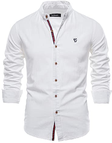 SSBZYES Camisa para Hombres De Manga Larga - Delgada De Lino y Algodón - Color Sólido Simple De Moda