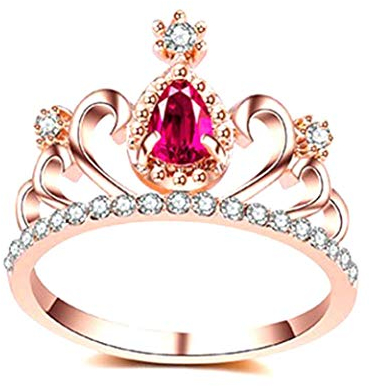 Elegant kronring Silver Cubic Zirconia Hollow Princess Smart, Metalltyp: Ingen, Ringstorlek:i