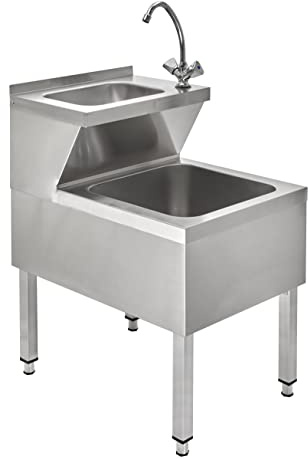 GastroHero Handwaschbecken mit Ausgussbecken und Mischbatterie I Handwaschbecken Gastro für Gastronomie I Spülbecken groß I Waschbecken Edelstahl