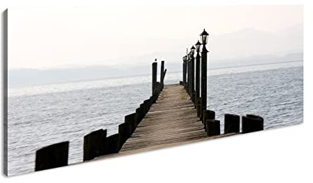 Splendida passerella panoramica in legno, 80 x 40 cm, stampa digitale di alta qualità con cornice