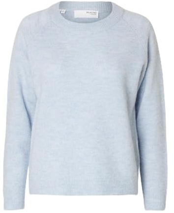 SELECTED FEMME Jersey para Mujer Slflulu LS Knit O-Neck B Noos, Azul Cachemira/Detalle: Mezcla, XS