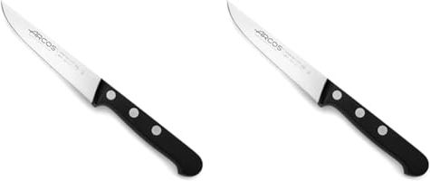 Arcos Serie Universal - Cuchillo para Verduras Cuchillo Mondador, Hoja de Acero Inoxidable NITRUM 100 mm, Mango de Polioximetileno (POM), Color Negro (Paquete de 2)