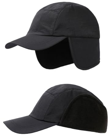Aublinto - Gorra de béisbol impermeable con visera de invierno para hombre, con orejeras para correr, esquiar, ciclismo, senderismo
