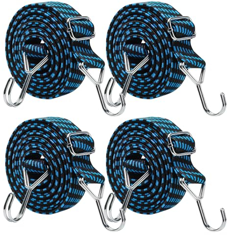 BRISKORE Lot de 4 tendeurs en caoutchouc avec crochets, réglables avec crochets, tendeurs de bagages de 1 m, sangles de serrage en caoutchouc avec crochets, sangles de serrage pour vélo, tendeurs en