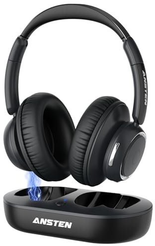 ANSTEN Auriculares Inalambricos TV, Auriculares Par TV con Salidas De Audio Ópticas AUX O Bluetooth, Cascos Inalambricos TV para Mayores, 35h De Reproducción