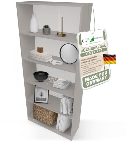 CDF Bibliothèque Ouverte Meuble à Case de Rangement avec Compartiments Colonne pour Bureau Salle à Manger Home Office Salon Livres Dossiers Décoration Chambre Modern Vertical - Argile 80 cm