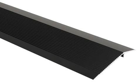 EXLECO Perfil de Transición para Suelo Desnivel Tira de Transición de Piso 90 * 10cm Perfil de Unión para Suelos Aluminio Tira Puerta Transición Negro Banda de Transición para Umbral de Puerta 8-40mm