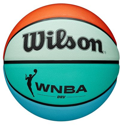Wilson WNBA DRV Bright Outdoor Basketball, 6, Orange/Teal